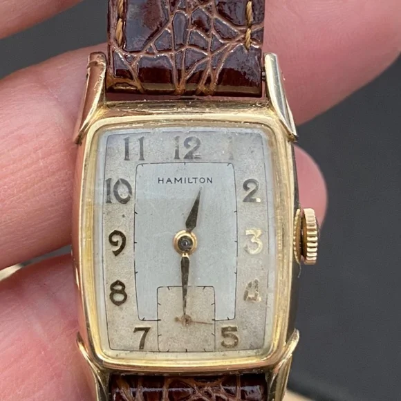 Hamilton Art Deco Gold Filled Watch - AS IS Hamilton Gold Filled Art Deco Tonneau Shaped Watch circa  main image 4